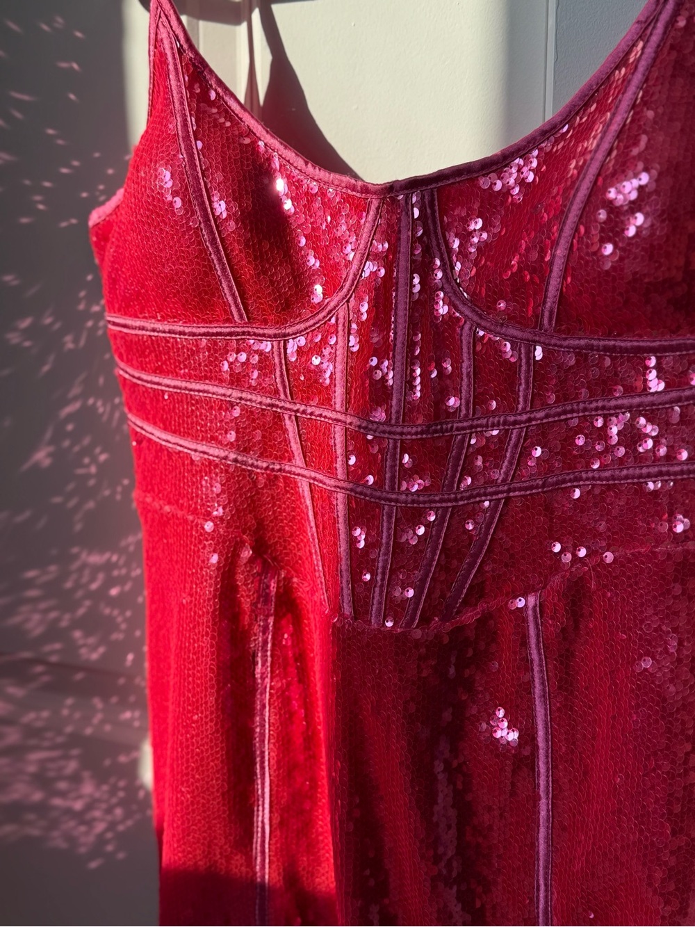 PrettyLittleThing hot pink sequin scoop neck mini dress size 10